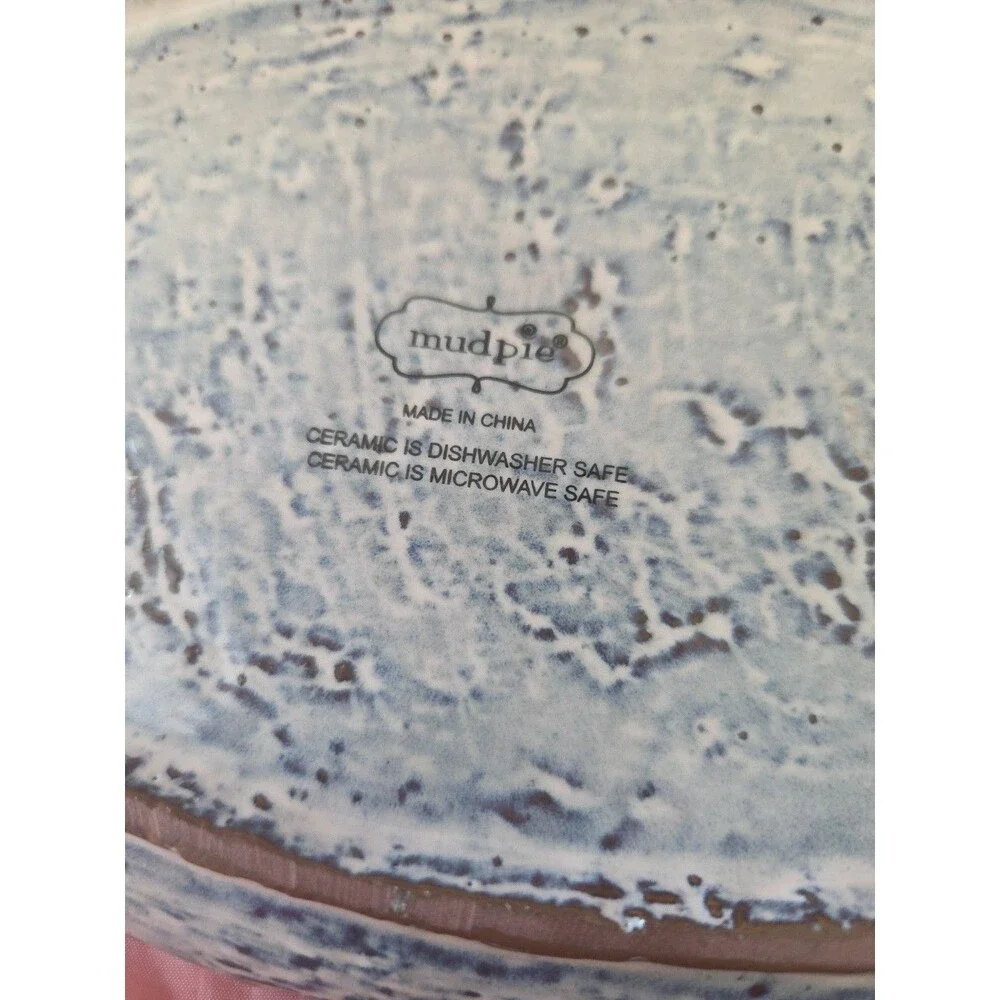 Mud Pie Reactive Glaze Pottery Tray Black Gray Rustic Serving Dish